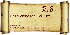 Reichsthaler Bálint névjegykártya